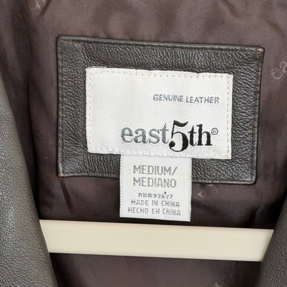 Vintage East 5th Women's Genuine Leather Jacket M Dark Brown Full Zip W/ Pockets - Picture 5 of 5